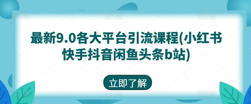 最新9.0各大平台引流课程(小红书快手抖音闲鱼头条b站)-小艾网创