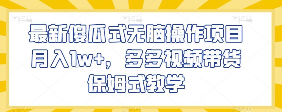 最新傻瓜式无脑操作项目月入1w+，多多视频带货保姆式教学【揭秘】-小艾网创