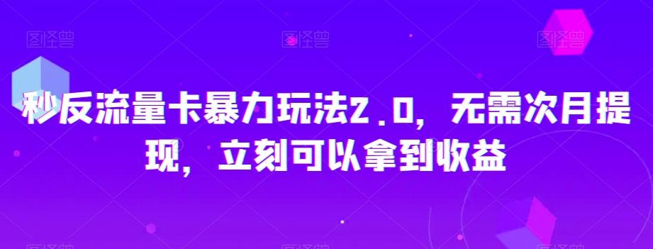 秒反流量卡暴力玩法2.0，无需次月提现，立刻可以拿到收益【揭秘】-小艾网创