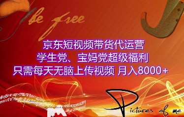 京东短视频带货代运营，学生党、宝妈党超级福利，只需每天无脑上传视频，月入8000+【仅揭秘】-小艾网创