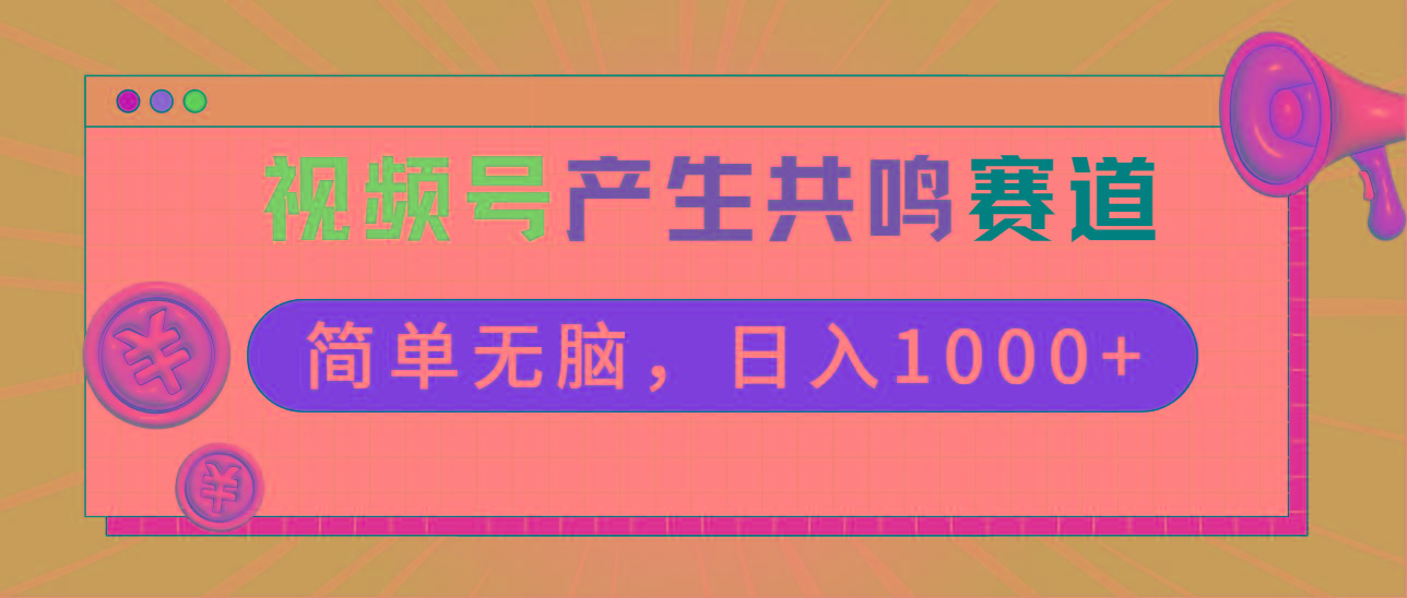 2024年视频号，产生共鸣赛道，简单无脑，一分钟一条视频，日入1000+-小艾网创