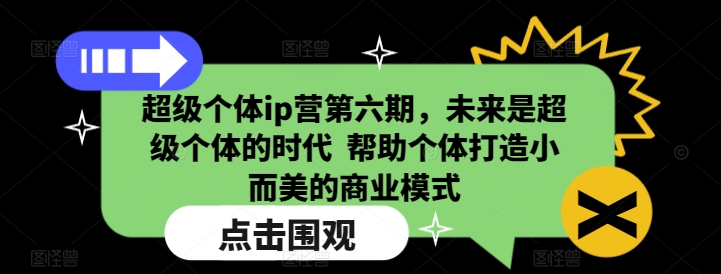 超级个体ip营第六期，未来是超级个体的时代  帮助个体打造小而美的商业模式-小艾网创