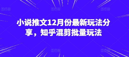 小说推文12月份最新玩法分享，知乎混剪批量玩法-小艾网创