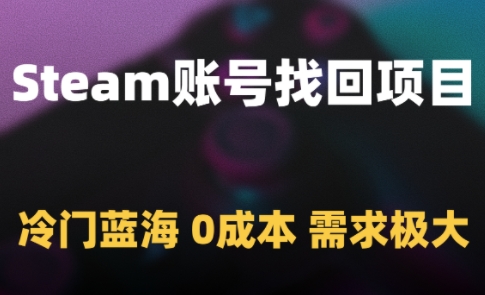 Steam账号找回项目，冷门蓝海，0成本，需求极大-小艾网创