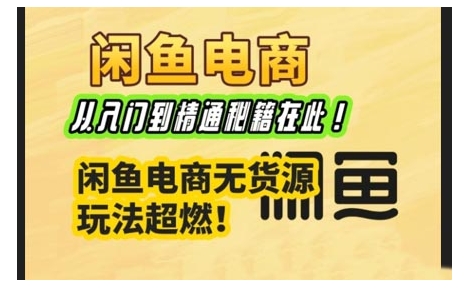 闲鱼电商实战课，从入门到精通秘籍在此，闲鱼电商无货源玩法超燃!-小艾网创