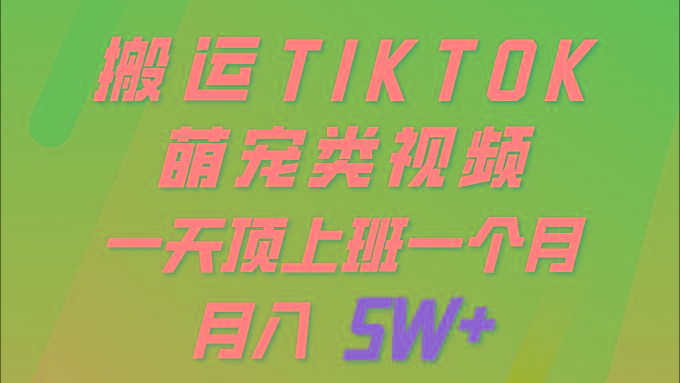 (9931期)一键搬运TIKTOK萌宠类视频 一部手机即可操作 所有平台均可发布 轻松月入5W+-小艾网创