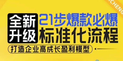 21步爆款必爆标准化流程，全新升级，打造企业高成长盈利模型-小艾网创