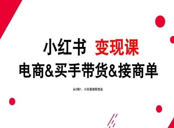 2024年最新小红书变现课，电商&买手带货&接商单，从0到1，小白高效轻创业-小艾网创