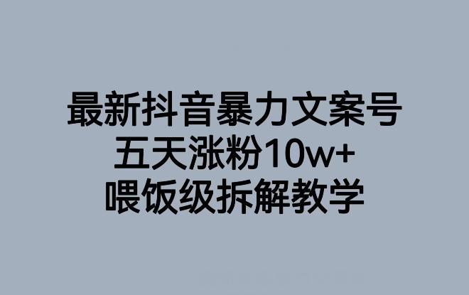 最新抖音暴力文案号，五天涨粉10w+，喂饭级拆解教学-小艾网创