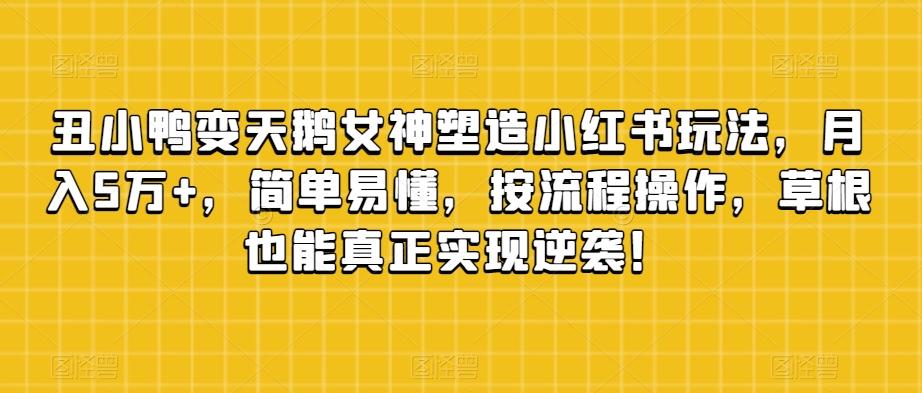 丑小鸭变天鹅女神塑造小红书玩法，月入5万+，简单易懂，按流程操作，草根也能真正实现逆袭！-小艾网创