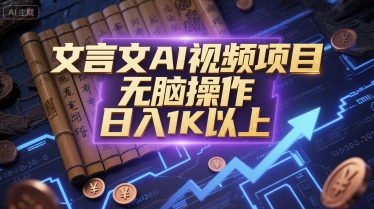 文言文AI视频项目，无脑操作，日入1K以上-小艾网创