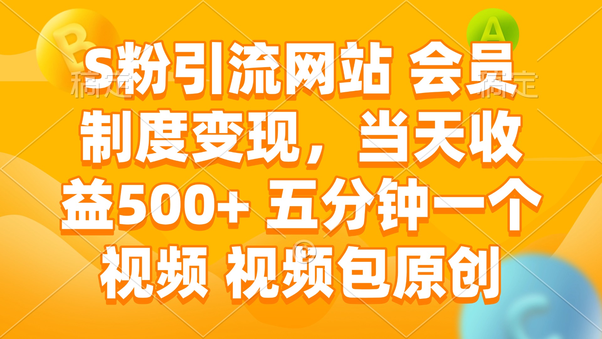 S粉引流网站 会员制度变现，当天收益500+ 五分钟一个视频 视频包原创-小艾网创