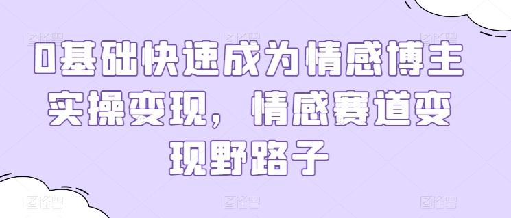0基础快速成为情感博主实操变现，情感赛道变现野路子-小艾网创