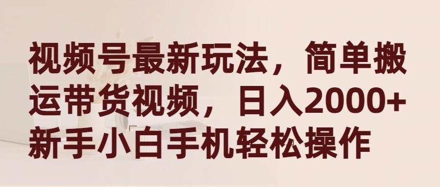 (9486期)视频号最新玩法，简单搬运带货视频，日入2000+，新手小白手机轻松操作-小艾网创