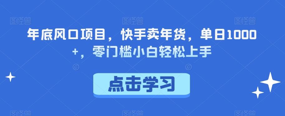 年底风口项目，快手卖年货，单日1000+，零门槛小白轻松上手-小艾网创