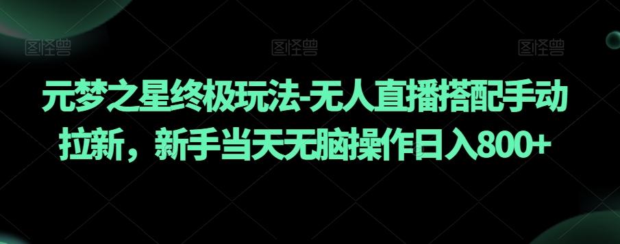 元梦之星终极玩法-无人直播搭配手动拉新，新手当天无脑操作日入800+【揭秘】-小艾网创
