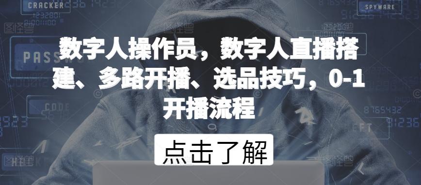 数字人操作员，数字人直播搭建、多路开播、选品技巧，0-1开播流程-小艾网创