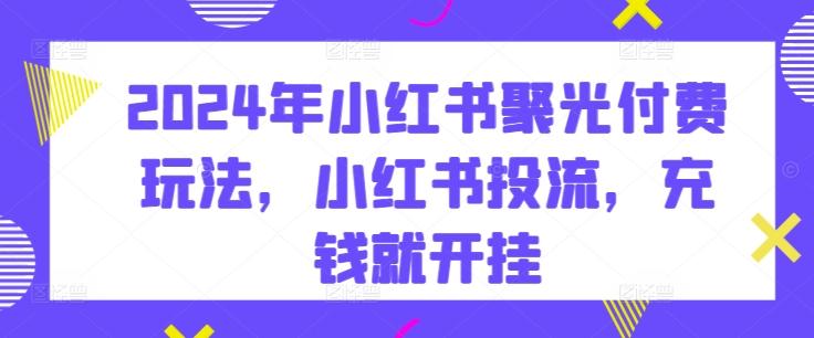 2024年小红书聚光付费玩法，小红书投流，充钱就开挂-小艾网创