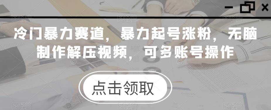 冷门暴力赛道，暴力起号涨粉，无脑制作解压视频，可多账号操作-小艾网创