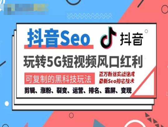 抖音SEO引流培训课程-抓住抖音风口，实现搜索排名，获取精准流量，快速成交变现-小艾网创