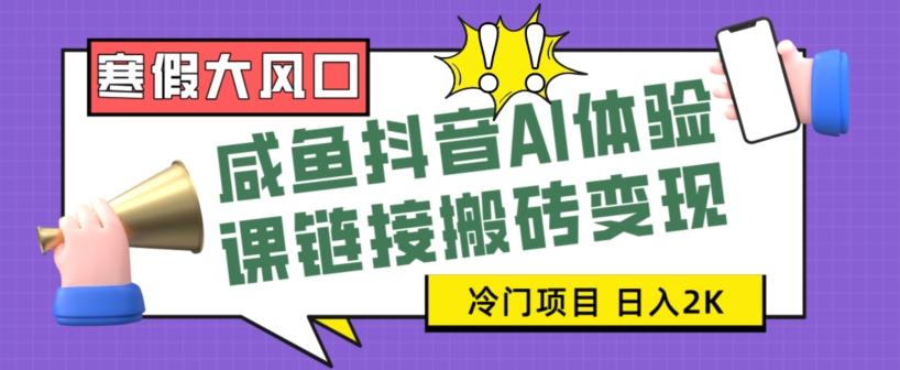 寒假大风口咸鱼抖音AI体验课链接搬砖变现，全网首发冷门项目，小白可日入2K+【揭秘】-小艾网创