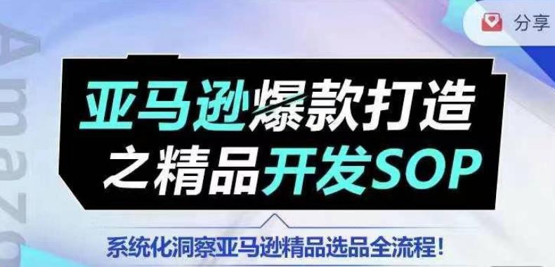 【训练营】亚马逊爆款打造之精品开发SOP，系统化洞察亚马逊精品选品全流程-小艾网创