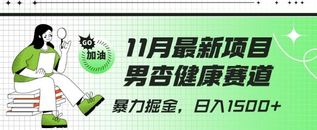 最新项目，男杏健康赛道，暴力掘金，日入1500+-小艾网创