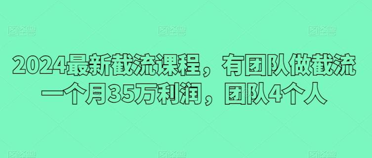 2024最新截流课程，有团队做截流一个月35万利润，团队4个人-小艾网创