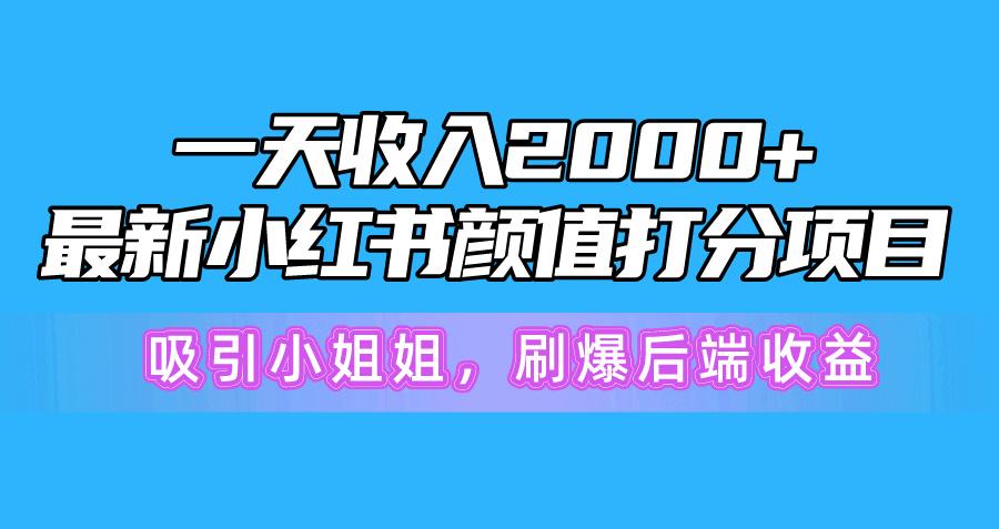 一天收入2000+，最新小红书颜值打分项目，吸引小姐姐，刷爆后端收益-小艾网创