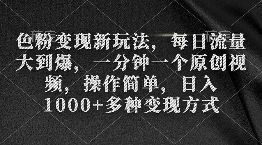 (9282期)色粉变现新玩法，每日流量大到爆，一分钟一个原创视频，操作简单，日入1…-小艾网创