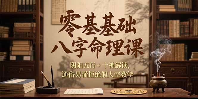 零基础八字命理课，阴阳五行+十神解读，通俗易懂拒绝假大空教学-小艾网创
