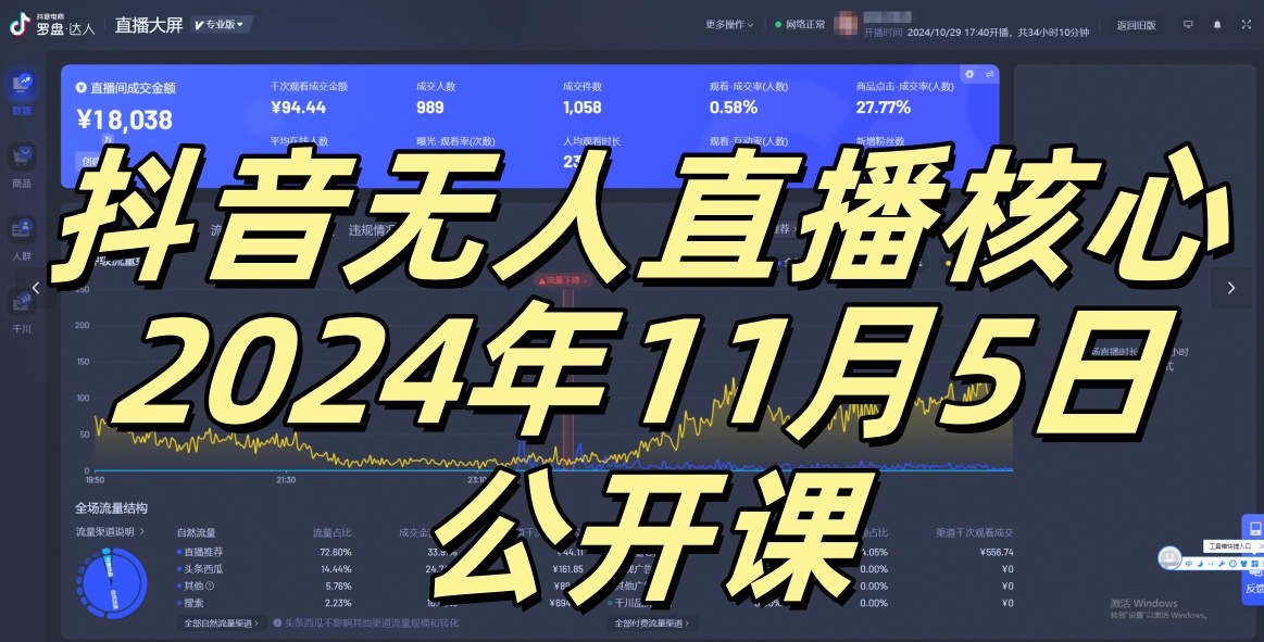 抖音无人直播核心公开课，咸鱼翻身小白可做带有睡后收入月入过万太简单【揭秘】-小艾网创