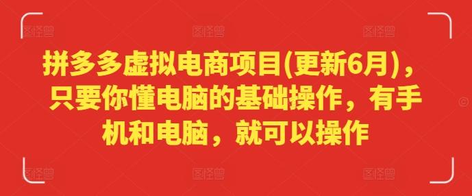 拼多多虚拟电商项目(更新6月)，只要你懂电脑的基础操作，有手机和电脑，就可以操作-小艾网创