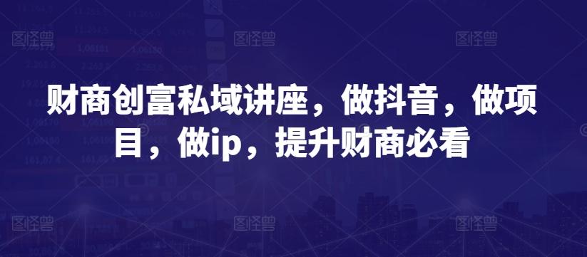 财商创富私域讲座，做抖音，做项目，做ip，提升财商必看-小艾网创