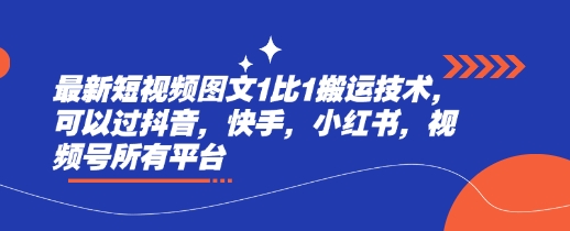 最新短视频图文1比1搬运技术，可以过抖音，快手，小红书，视频号所有平台-小艾网创