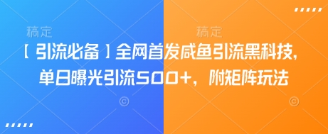 【引流必备】全网首发咸鱼引流黑科技，单日曝光引流500+，附矩阵玩法【揭秘】-小艾网创