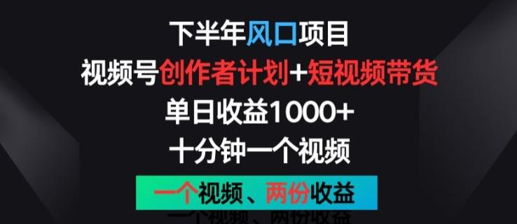 下半年风口项目，视频号创作者计划+视频带货，一个视频两份收益，十分钟一个视频【揭秘】-小艾网创