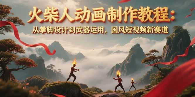 图片[1]-火柴人动画制作教程：从拳脚设计到武器运用，国风短视频新赛道-简创项目网