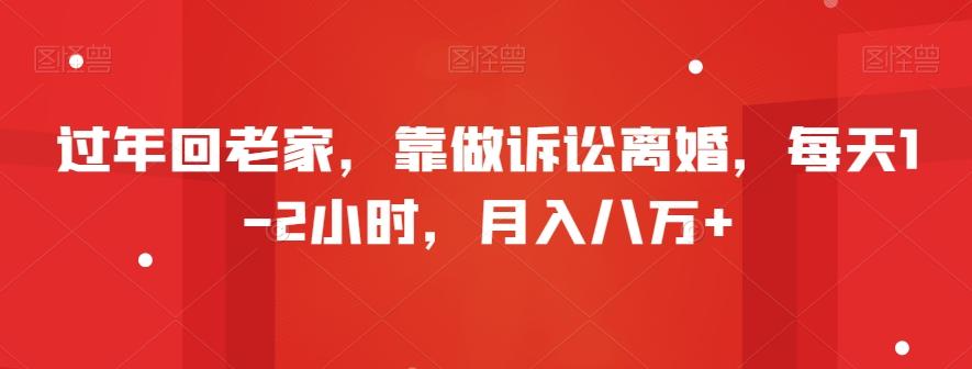 过年回老家，靠做诉讼离婚，每天1-2小时，月入八万+-小艾网创