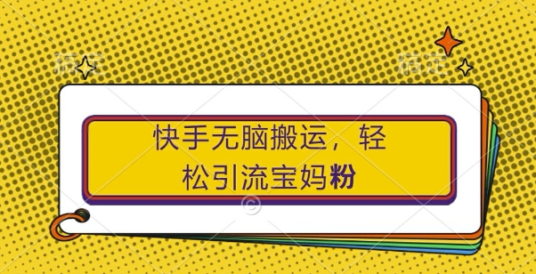 快手无脑搬运，轻松引流宝妈粉，纯小白轻松上手【揭秘】-小艾网创