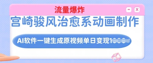 宫崎骏风治愈系动画制作，AI软件一键生成原创视频流量爆炸，单日变现多张，详细实操流程-小艾网创