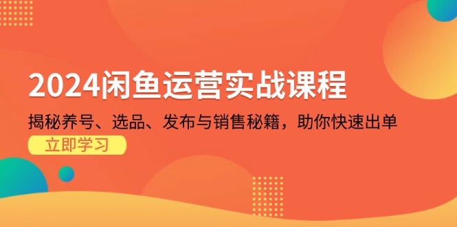 2024闲鱼运营实战课程：揭秘养号、选品、发布与销售秘籍，助你快速出单-小艾网创