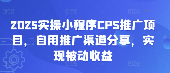 2025实操小程序CPS推广项目，自用推广渠道分享，实现被动收益-小艾网创