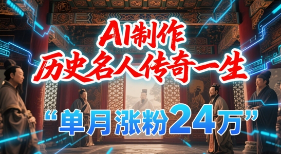 暴力起号！用AI制作历史名人传奇一生，单月涨粉24W，涨粉+变现赛道黑马来了-小艾网创