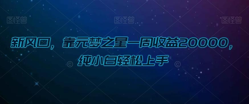 新风口，靠元梦之星一周收益20000，纯小白轻松上手-小艾网创