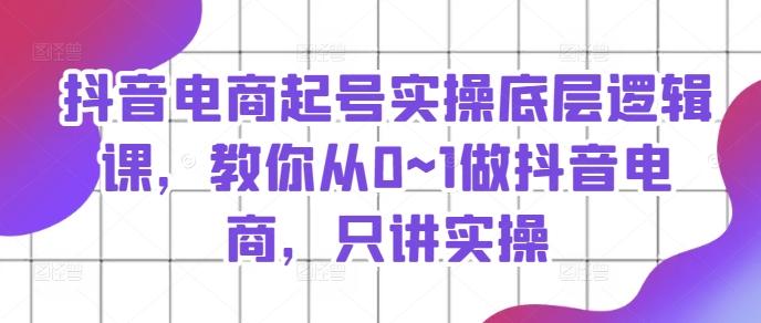 抖音电商起号实操底层逻辑课，教你从0~1做抖音电商，只讲实操-小艾网创