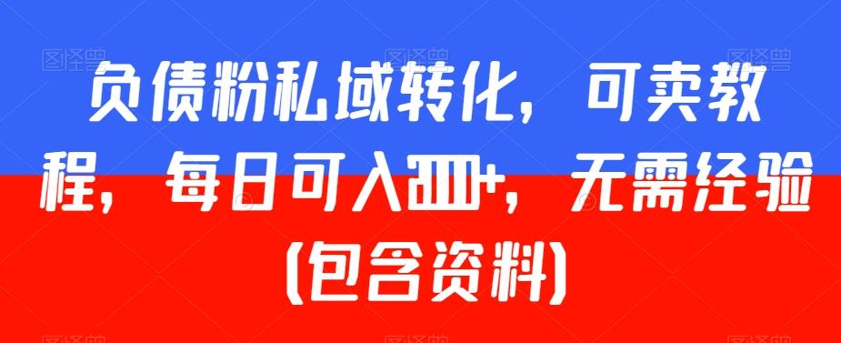 负债粉私域转化，可卖教程，每日可入2000+，无需经验（包含资料）【揭秘】-小艾网创