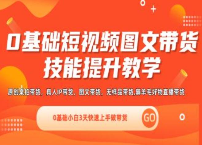 0基础短视频图文带货实操技能提升教学(直播课+视频课),0基础小白3天快速上手做带货-小艾网创