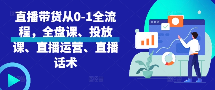 直播带货从0-1全流程，全盘课、投放课、直播运营、直播话术-小艾网创