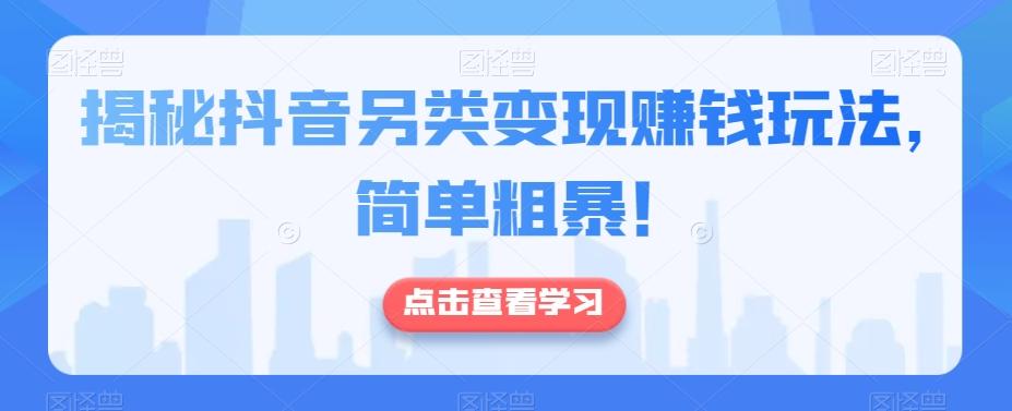 揭秘抖音另类变现赚钱玩法，简单粗暴！-小艾网创